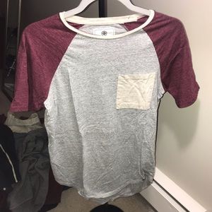 Grey and maroon T-shirt